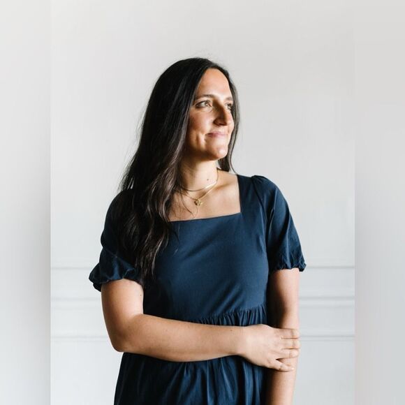 Mod Ref Zaria Maxi Dress Navy Blue Size Small Cotton Spandex Spring Summer - Picture 7 of 14